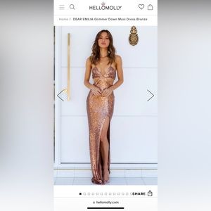 DEAR EMILIA GLIMMER DOWN MAXI DRESS BRONZE